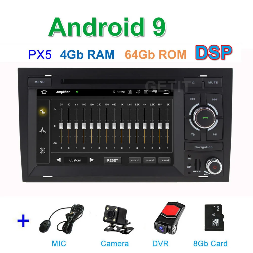 DSP PX5 CAM DVR SD DSP 64G PX6 Android 9 автомобильный DVD плеер стерео радио gps навигации для Audi A4 B6 B7 S4 B7 B6 RS4 B7 SEAT EXEO - Цвет: DSP PX5 CAM DVR SD
