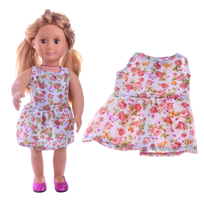 

Одежда для кукол для девочек 18 дюймов, платье с цветами, американское платье для новорожденных, детские игрушки для малышей, подарок на день ...