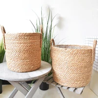 straw storage basket basket floor indoor flower pot planter home living room bedroom decoration modern dropshipping