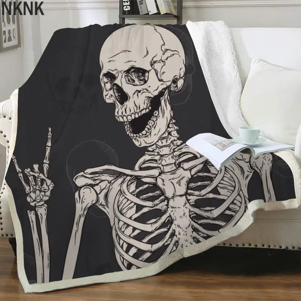 

Одеяло NKNK одеяла с черепами Skeleton для кровати, плюшевое покрывало в стиле хип-хоп с 3D рисунком рок, шерпа, одеяло премиум-класса для взрослых