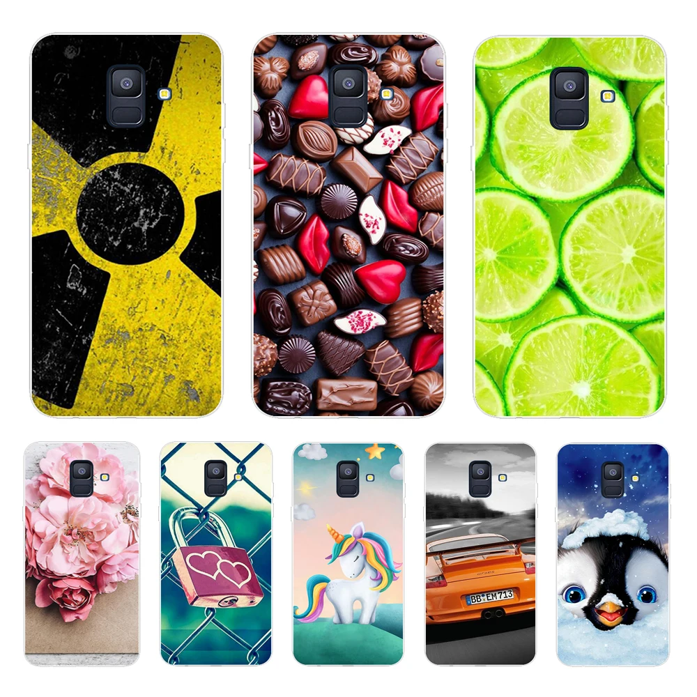 Силиконовый чехол-накладка для телефона Samsung A6 2018/A6 Plus 2018 с принтом, цвет в ассортиметне