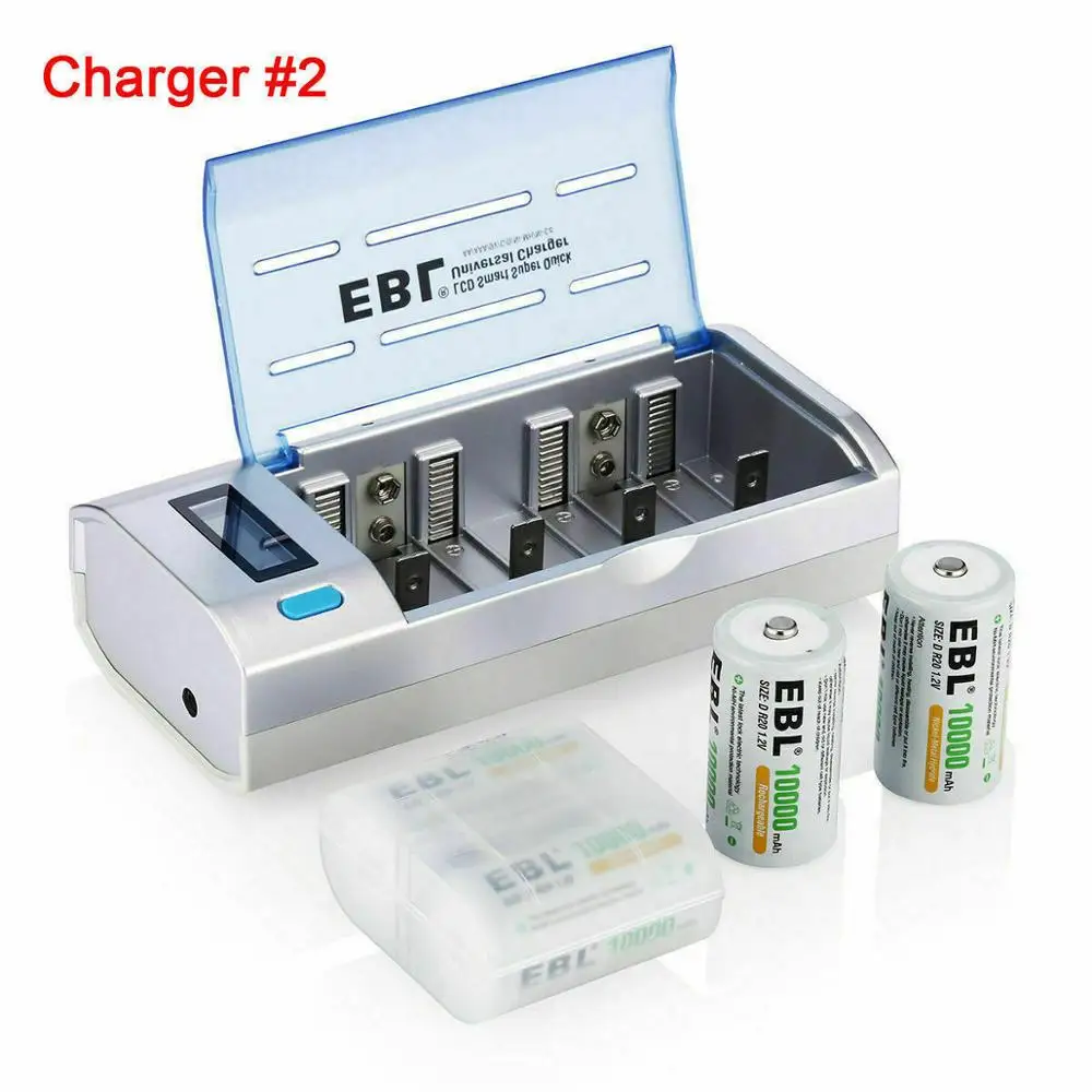EBL 10000mAh D-Size Rechargeable-Battery D Size NI-MH Rechargeable Batteries With Battery Charger | Электроника