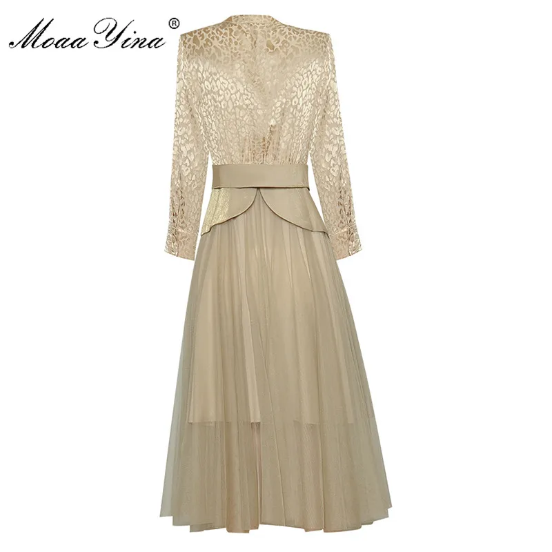 MoaaYina модное дизайнерское платье весеннее женское с длинным рукавом однобортное