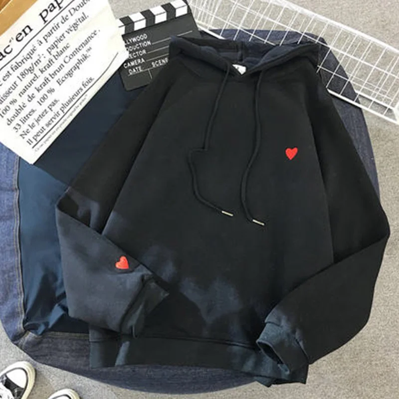 Black Толстовка Harajuku стиль свободная одежда Женская Куртка tide Толстовка Размер Уличная para спортивный костюм плюс бархат утолщение - Цвет: Black