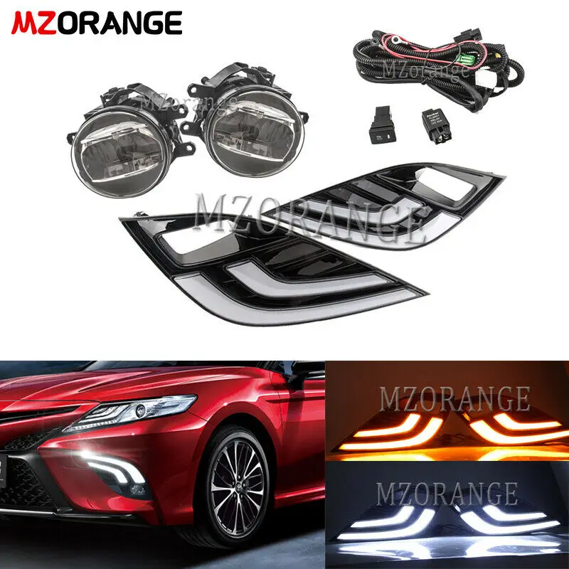 СВЕТОДИОДНЫЙ DRL Противотуманные светильник s комплект для Toyota Camry 2018 2019