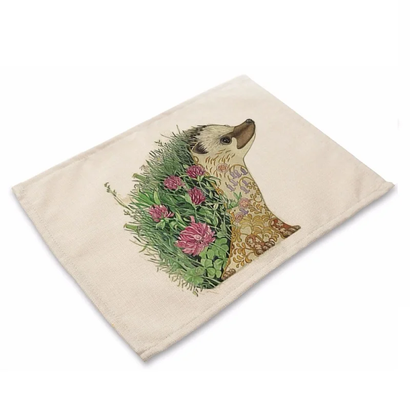 

CAMMITEVER Chinese Style Animals Owl Cat Hedgehog Parrot Cock Tiger Fox Coffee Cup Mat Tea Pad Placemat Table Decor Kitchen