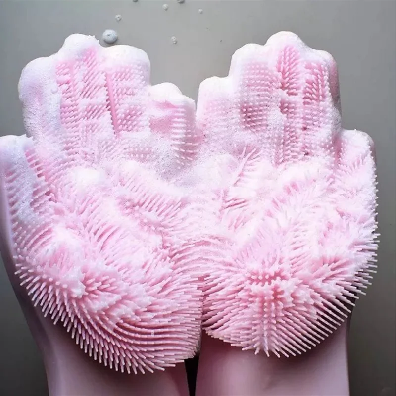 

1Pair Kitchen Silicone Cleaning Gloves Magic Silicone Dish Washing Glove