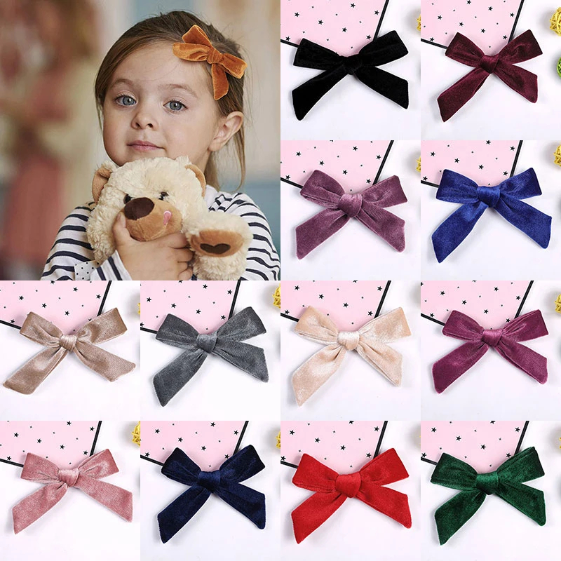 Повязка на голову для маленьких девочек разноцветная бархатная эластичная