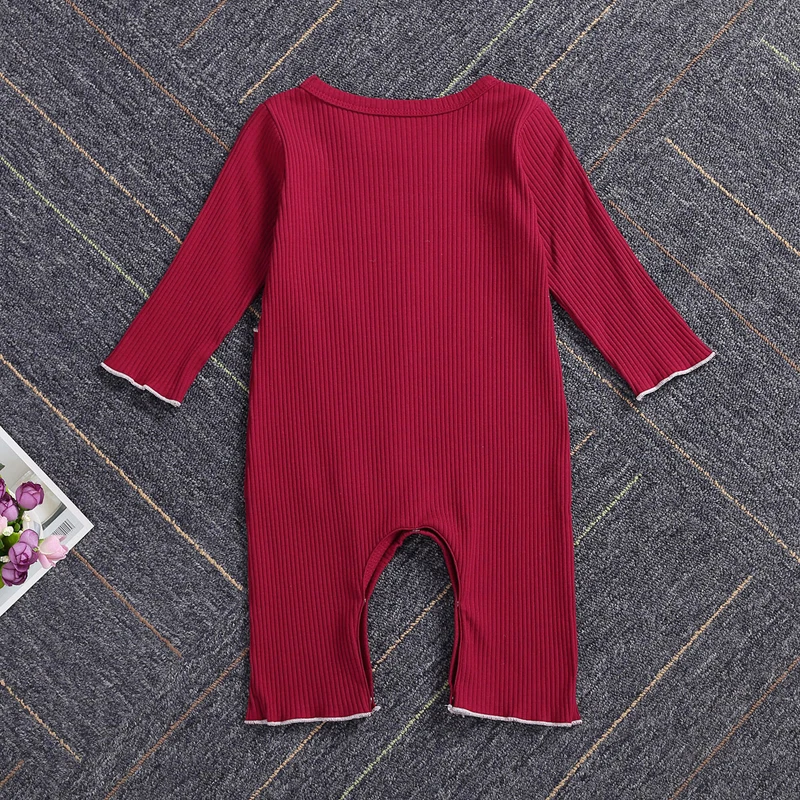 

New Fashion 0-24M Toddler Infant Newborn Baby Boy Girl Autumn Romper Long Sleeve Pocket Solid O-Neck Jumpsuit Clothing
