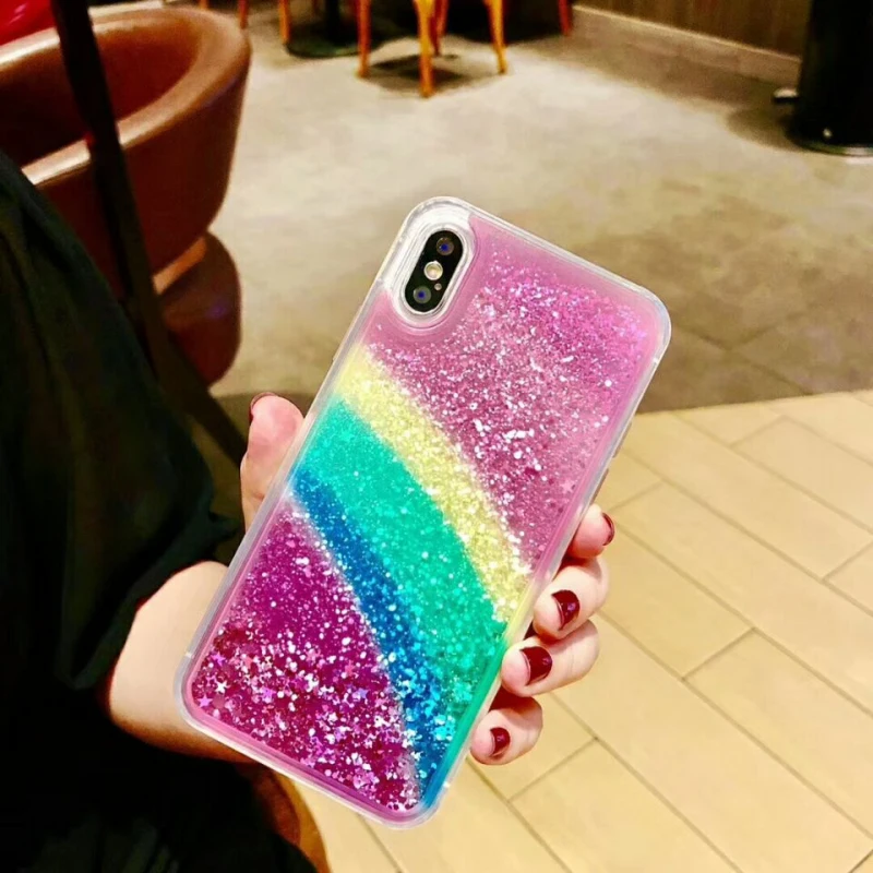 

3D Glitter Star Sequins For iphone case Quicksand Gradient Rainbow for iPhone 11 12 pro X XS XR MAX 6S 7 8 Plus Soft TPU Cover
