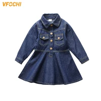 vfochi 2021 new girl denim dresses autumn fashion girls clothes long sleeve kids party dresses for girl 2 8y baby girl dresses