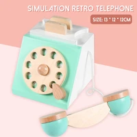 baby simulation wooden phone toy children educational gift miniature telephone accessories pretend play toys