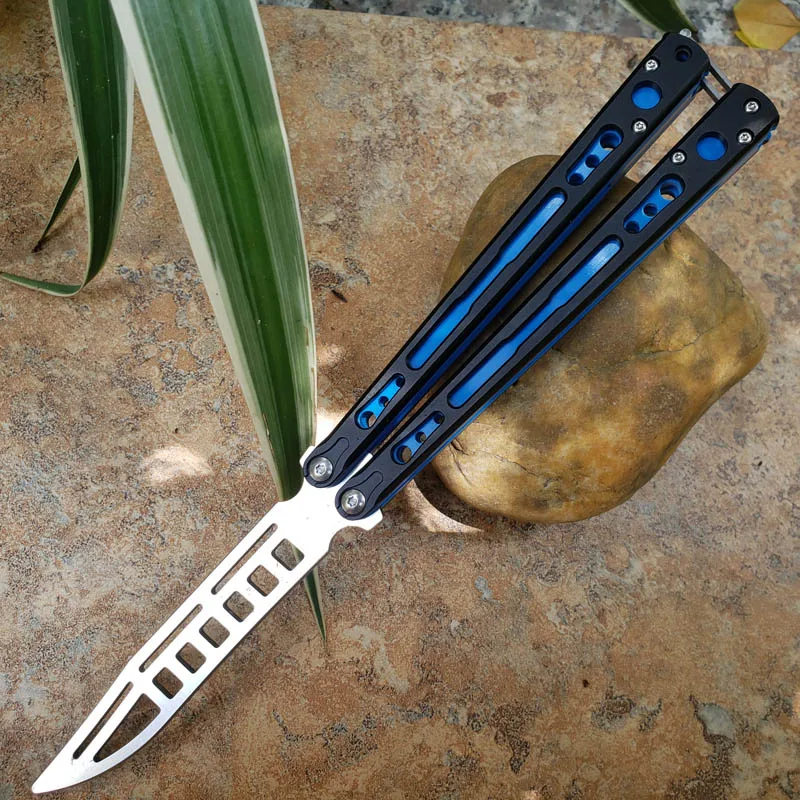 TheOne Black Orchid Chimera Butterfly Practice Swing Knife D2 Not Sharp Blade Aluminum Alloy Handle Outdoor Camping EDC Tool