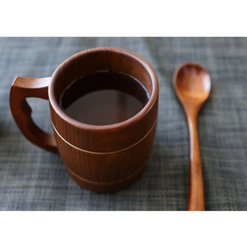 Ручная деревянная кружка для пива с круглым горлышком 500-600 мл воды молока кофе