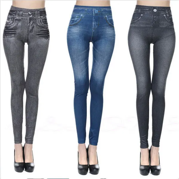 

Ogilvy Mather Women Leggings 2020 Fashion Faux Denim Jeans Leggings Sexy Long Pocket Printing Leggins Summer Casual Pencil Pants
