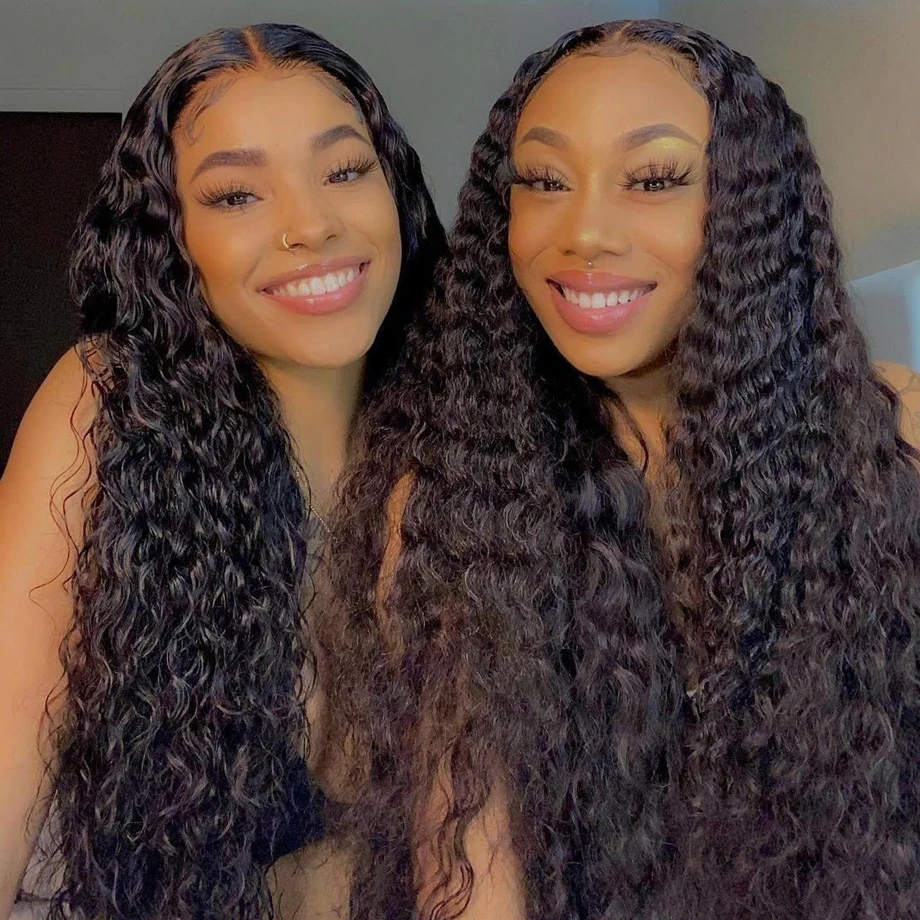 

13x4 Deep Wave Frontal Wig Lace Front Human Hair Wigs For Women Water Wave 16-26Inch Pre Plucked Brazilian Curly Human Hair Wig