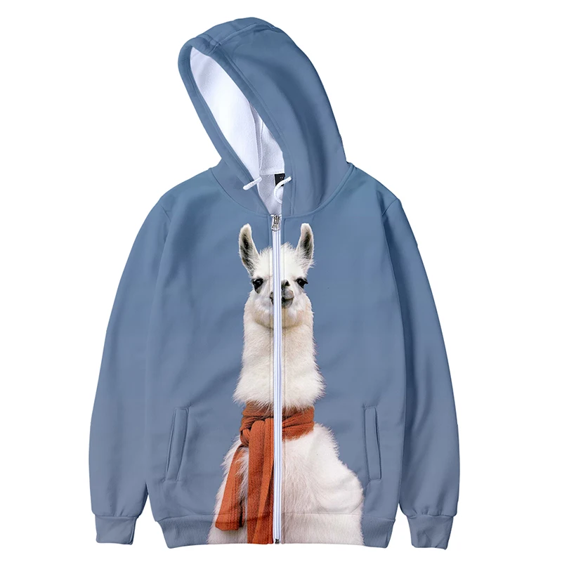 

Animal Funny Cartoon Alpaca Print Fashion Sport 3d Hoody Men Women Zipper Hoodies Jackets Tops Long Sleeve 3D Hooded Sweatshirts