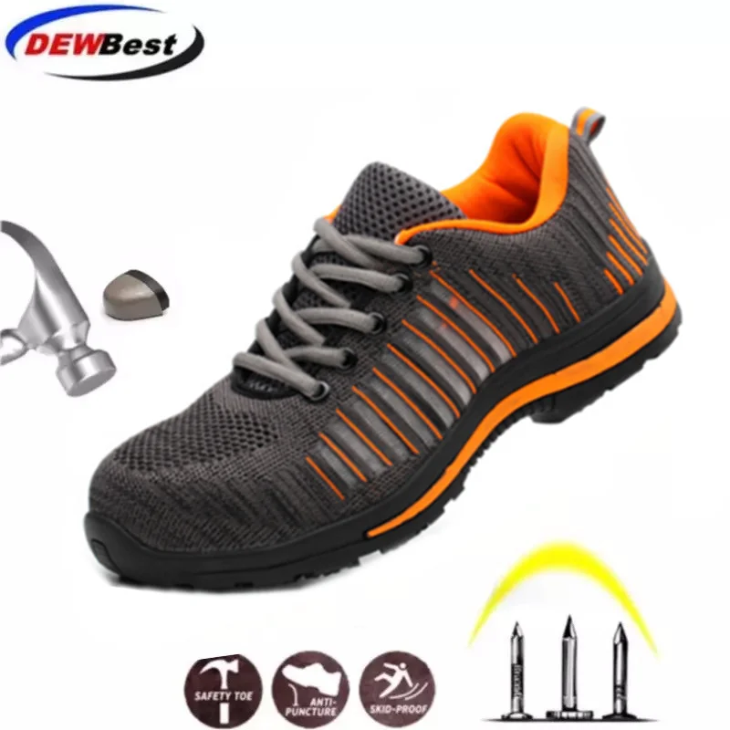 DEWBest new breathable and comfortable flying woven safety labor insurance shoes hiking shoes sports shoes protective shoes