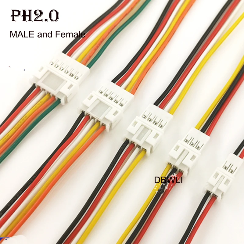 10Pair Micro PH2 JST PH 2.0 PH2.0 2P 3P 4P 5P 6PIN Male Female Plug Connector With Wire Cables 100mm
