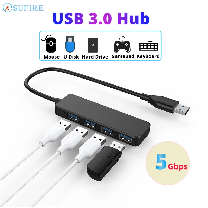 

USB 3.0 Hub Multi USB Splitter Adapter 4 Ports High Speed Transmission Multiple USB3.0 Extender For PC Laptop