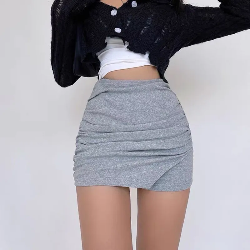 

Корейская модная юбка с асимметричным подолом, облегающие мини-юбки с высокой талией и разрезом, шорты, черная сексуальная юбка для интима, ...