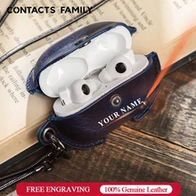 CONTACTS FAMILY Genuine Leather Case For Huawei Freebuds Pro Case With Necklace Protective Cover Hook Bluetooth Earphone Box