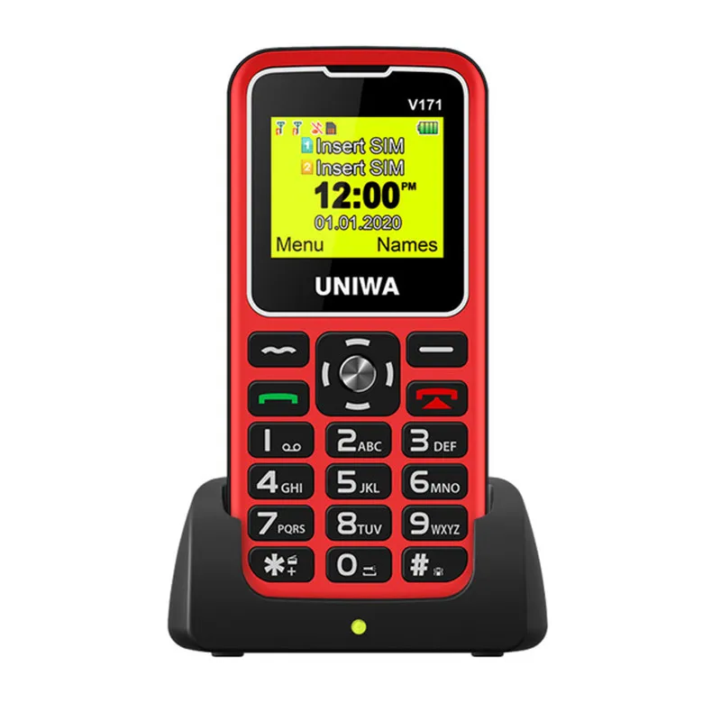 

UNIWA V171 Cellphone 2G GSM MT6261D Dual SIM 1000mAh Phones 1.77'' 0.08MP Camera Torch MP3 Student Elderly PK V808G