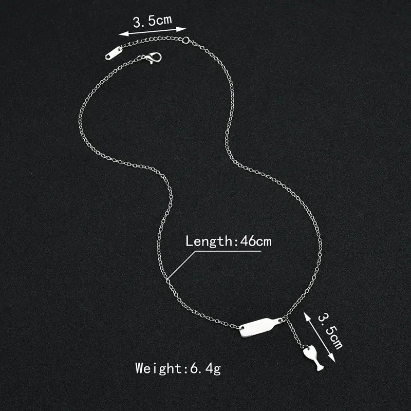 Kymyad Gold Silver Color Winebowl Pendant Necklaces New Link Chain Couple Collar Creative Design Collier Femme Jewelry | Украшения и