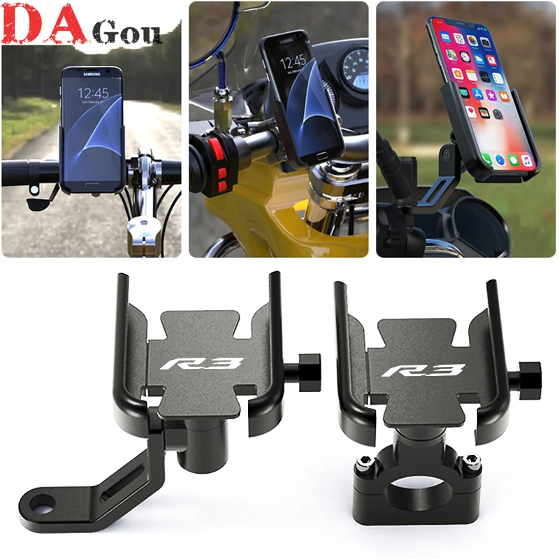 

For YAMAHA YZF-R3 YZFR3 YZF R3 2015-2022 Universal Motorcycle Handlebar Clip Mobile Phone Holder GPS Stand Bracket With Logo R3