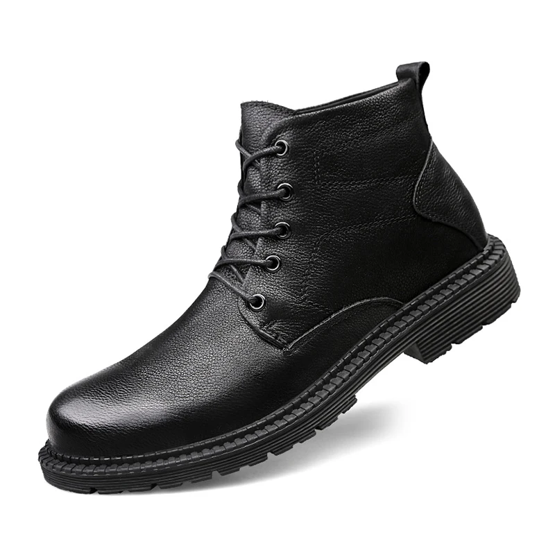 Мужские кроссовки кожаные зимние теплые ботинки Мужская дышащая обувь на