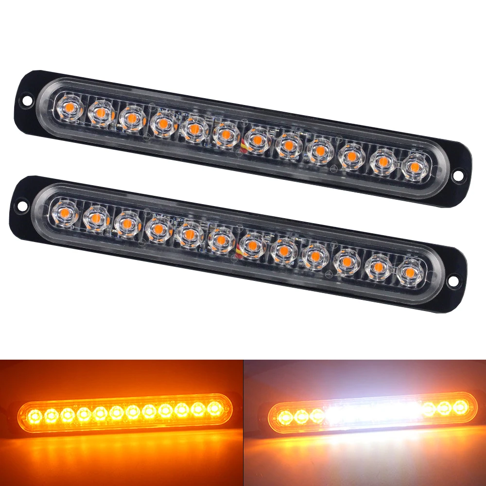 

2x 12 LED Ultra-thin Strobe Light Car Motorcycle Truck Side Emergency Warning Flashing Lamp Truck Trailers Police Light Flasher