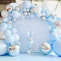 104pcs bule silver macaron metal balloon garland arch wedding birthday balloons decoration party balloons for kids baby shower