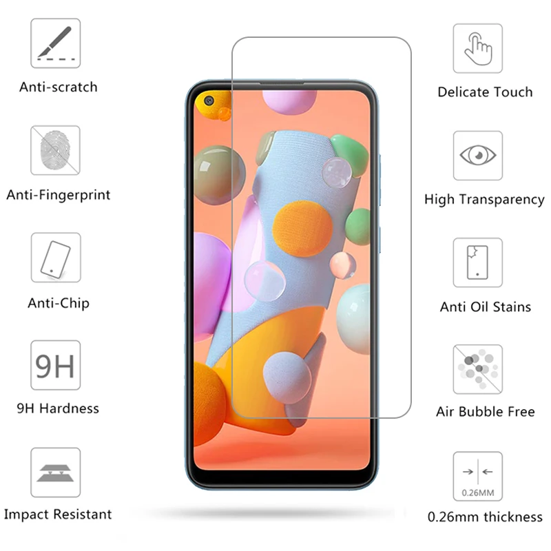 2 uds vidrio templado para Samsung Galaxy A11 Protector de pantalla ultrafino para Samsung Galaxy A11 pel&iacute;cula Samsung A11 A 11 A115f vidrio-1