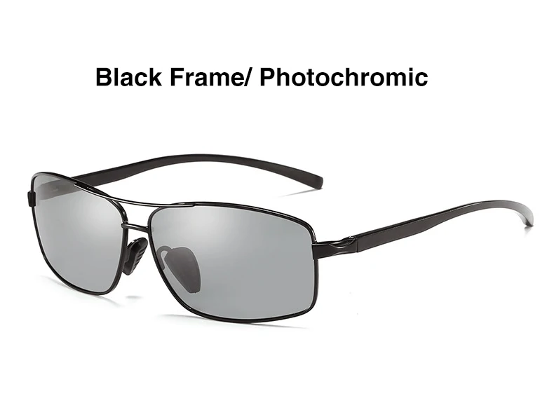 Black Photochromic AORON фотохромные поляризованные мужские солнцезащитные очки классические прямоугольные солнцезащитные очки UV400 алюминиевые магниевые солнцезащитные очки - Цвет линз: Black Photochromic