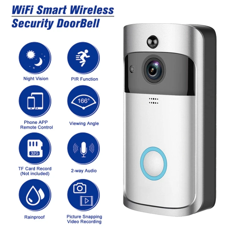 WakeView 1080P Smart дверной звонок Камера Wi-Fi Беспроводной видеовызова Дверь Видео домофон видео-глаз дверной звонок в квартиру кольцевой для мобильного телефона безопасности дома PIR приложение