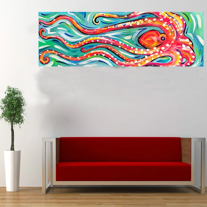Декоративная Картина на холсте осьминог картина маслом для гостиной животное