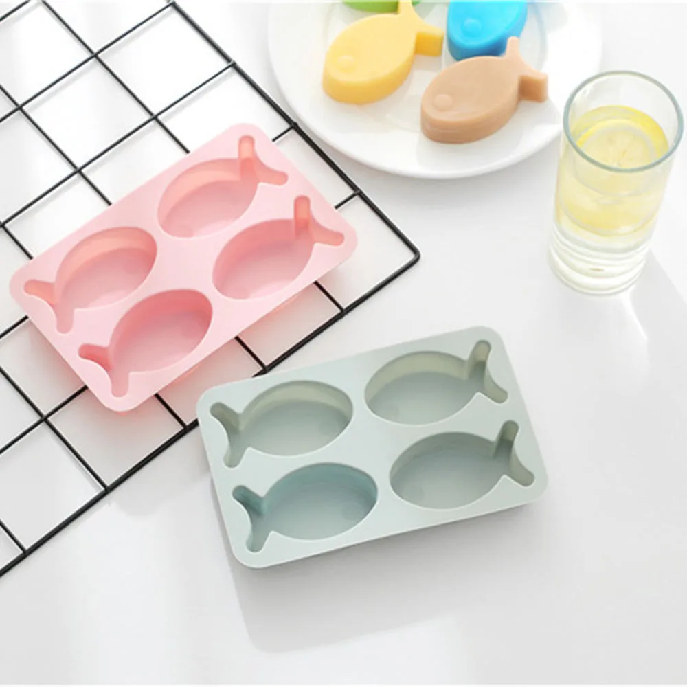 С мультяшной рыбкой Шоколадный силиконовые формы Fondant (сахарная) пресс-формы для