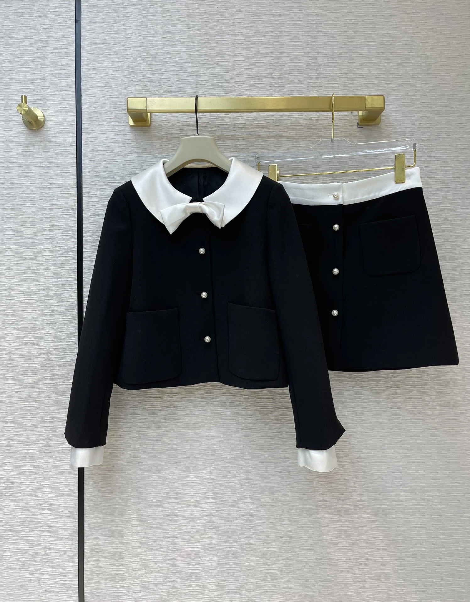 

New Ladies Fashion 2021 Suit Doll Collar Short Jacket + Skirt 2 Piece Set 0106