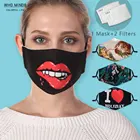 Многоразовая маска для рта Red Lips, моющаяся защитная маска для лица с регулируемым ремешком и фильтром PM2.5, Женская Пылезащитная Ветрозащитная маска от гриппа