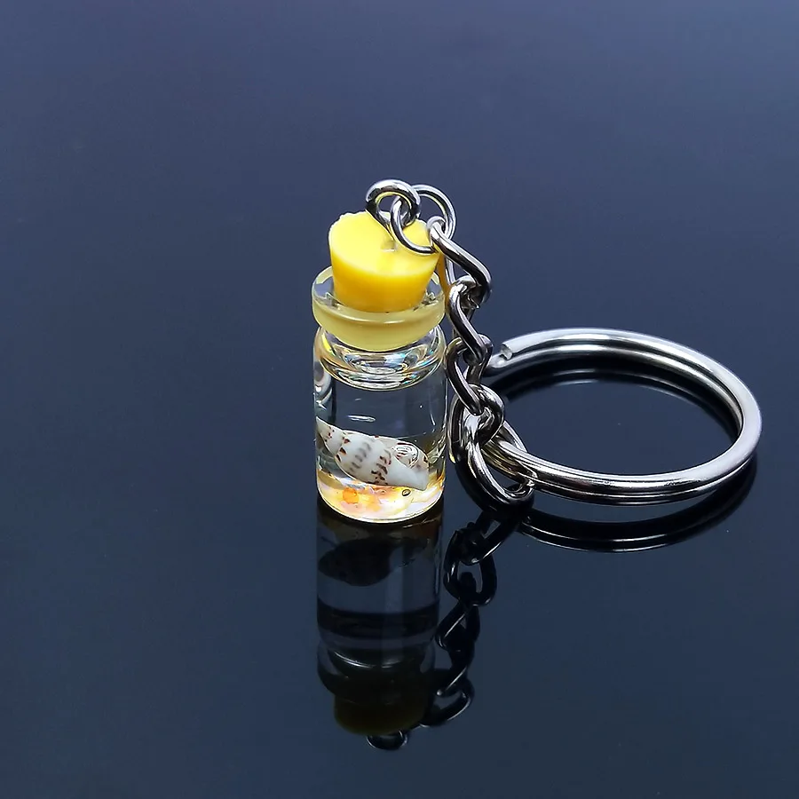 Style 1 Yellow Милый акриловый резиновый мини-брелок для ключей с раковиной и песком, брелок для ключей с бокалом для напитков, брелок для женщин и мужчин, брелок для ключей, Подарочный Брелок - Цвет: Style 1 Yellow