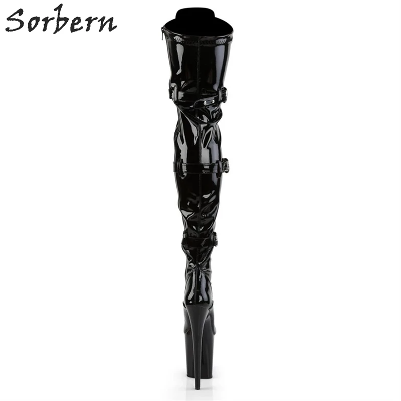 Sorbern/Сапоги выше колена на каблуке 8 дюймов; женские сапоги для стриптиза; высокие сапоги до бедра; черные сапоги на платформе и каблуке для танцев на шесте