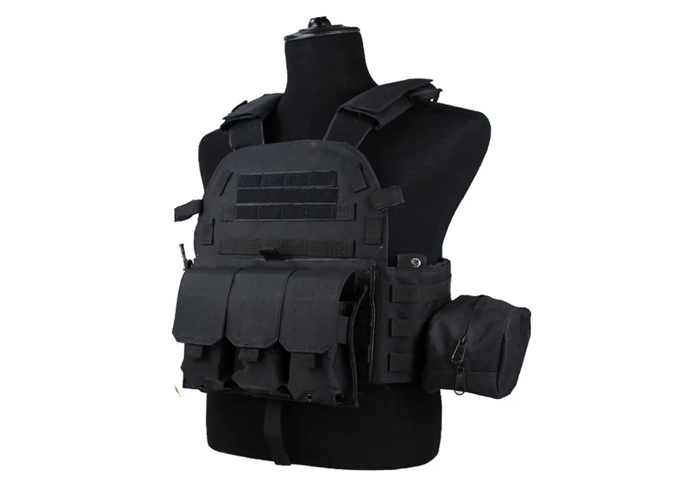 Тактический жилет черного цвета 600D из нейлона с системой Молле броня для тела