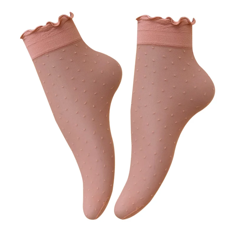 orange-3pairs Летние женские Носки ярких цветов, шелковые носки в горошек, прозрачные сетчатые прозрачные носки, женские носки Sokken Vrouwen - Цвет: orange-3pairs