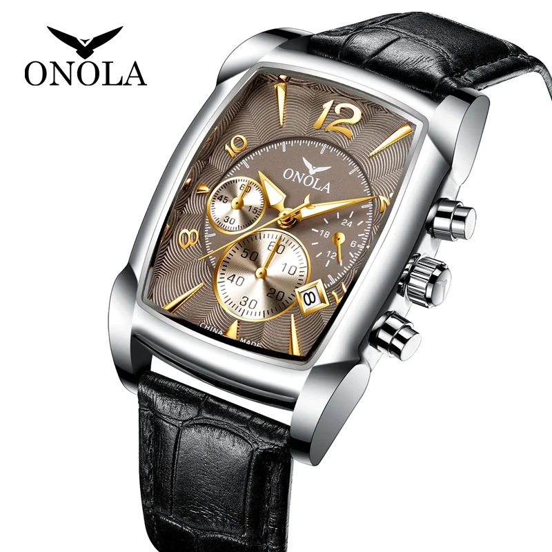 

ONOLA 2021 Men's Watch Fashion Business Quartz Watch Men's Luxury Top Brand Stainless Steel Leather Men's Watch