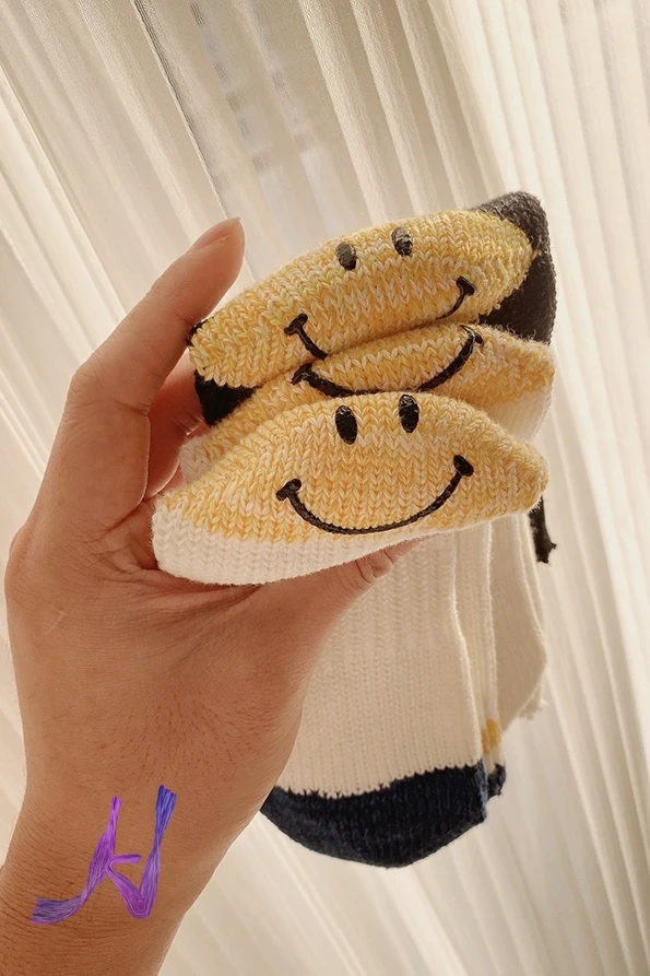KAPITAL Middle Tube Socks Mens Smiley Face Casual Cotton KAPITAL Knitted Socks Woman Socks