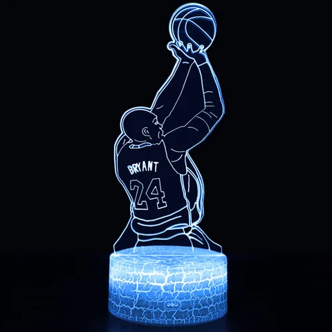 NO.24 игрок, статуэтка Кобе, лампа Deak, баскетбольная звезда, 3D иллюзия, ночсветильник, спортивный тематический праздничный подарок