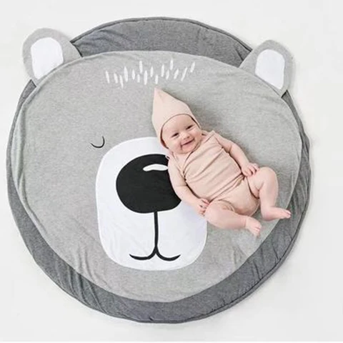 Bear Детский игровой коврик мультфильм коврик для животных новорожденных ползание младенца одеяло для Детская комната Декор хлопок Круглый Пол коврик, мат - Цвет: Bear