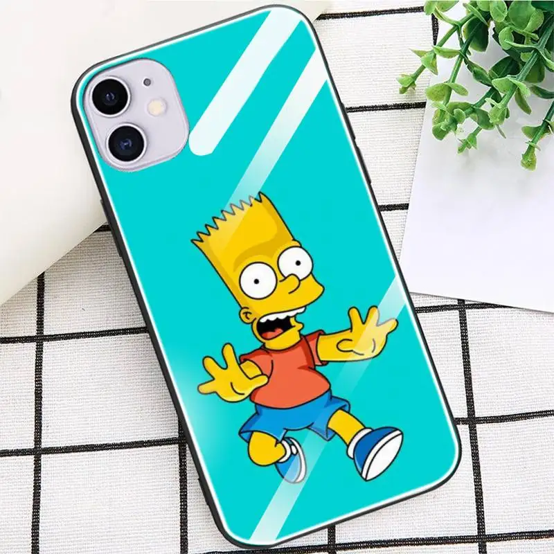 

Bart Simpson Phone Case Glass Fundas Coque For IPhone 12 11 Pro Max Cases XR XS 7 8 Plus Cover Carcasa