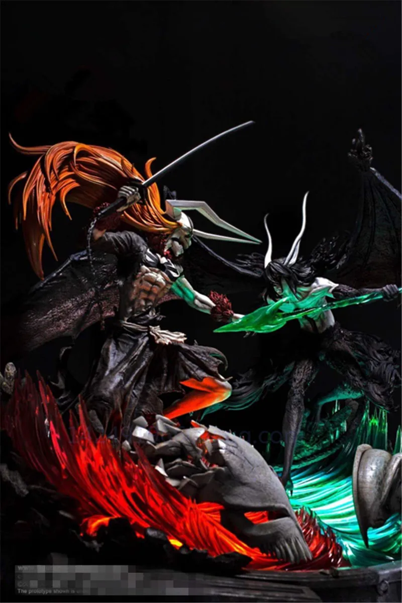 

Anime GK Statue BLEACH Kurosaki Ichigo VS Ulquiorra Cifer Battle Scene LED Change Head Action Figure Collectible Model Toy R633