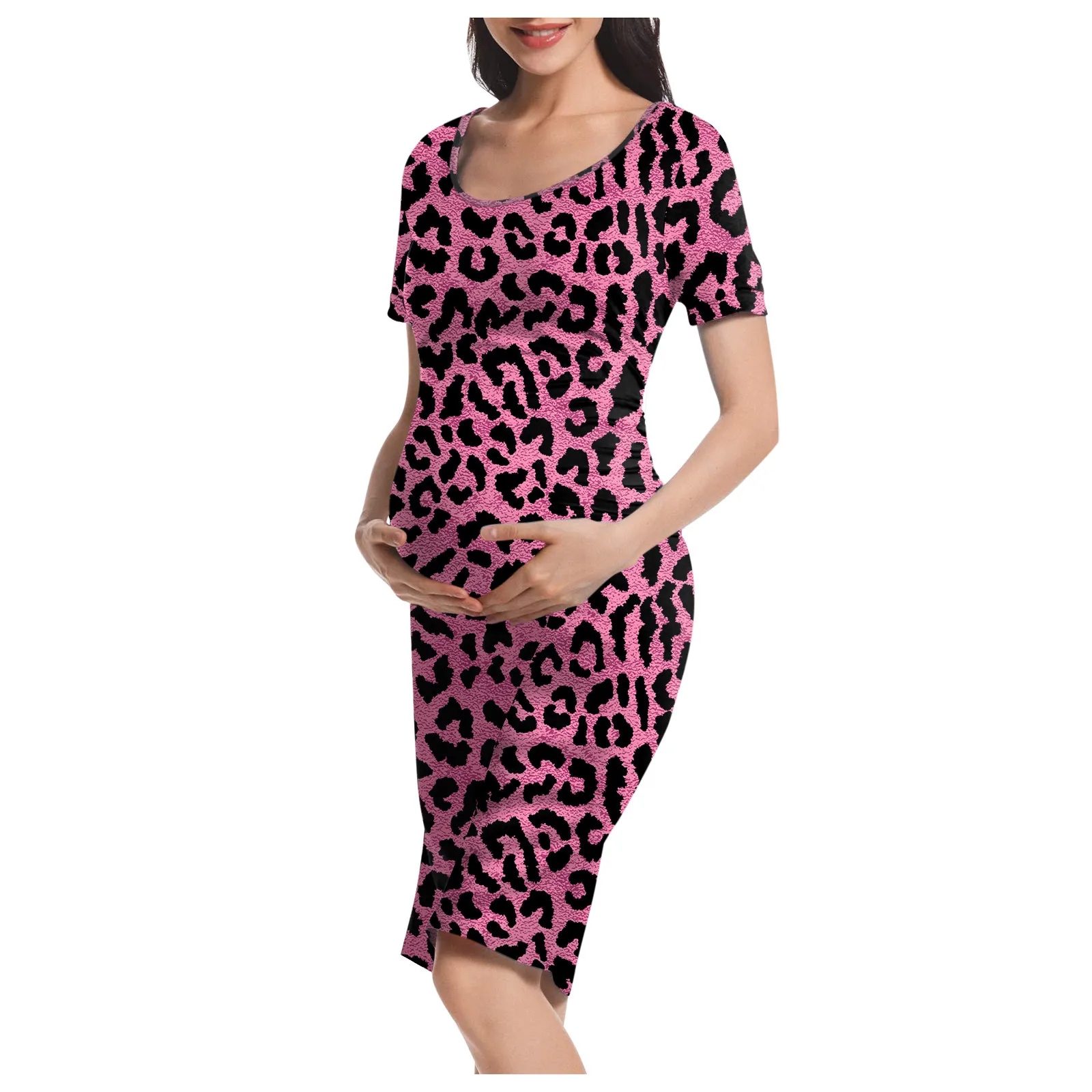 

pregnant Dress leopard Print Maternity Dress Women Mom Pregnancy Maternity Summer Pink Fashion Dresses Clothes robe femme